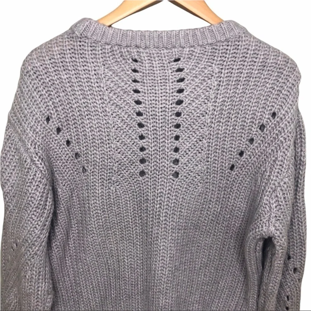 Vince Camuto Pointelle Sweater Open Knit Gray Size Large Pullover Style 5653133